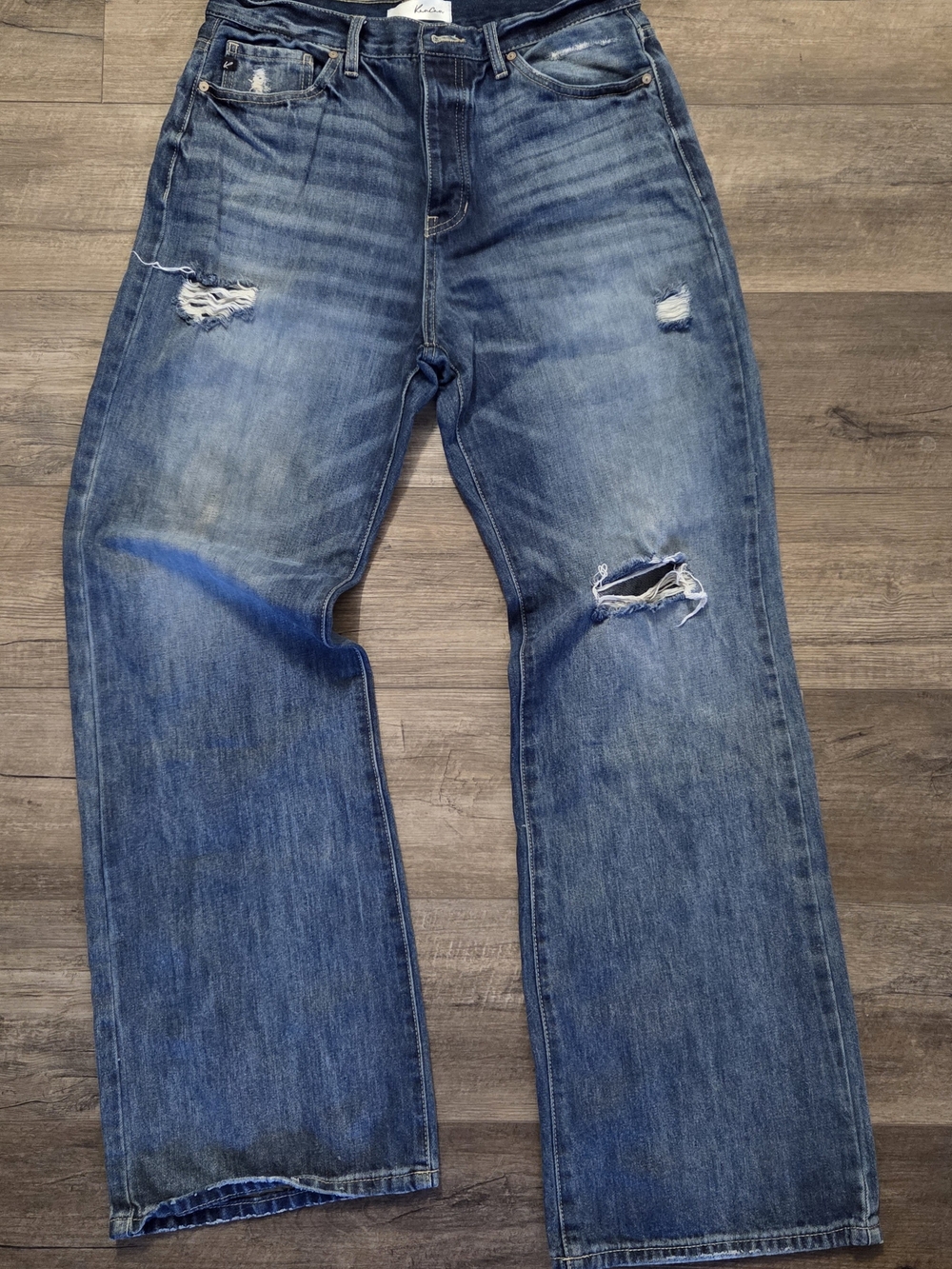KanCan Distressed Blue Wide-Leg Jeans